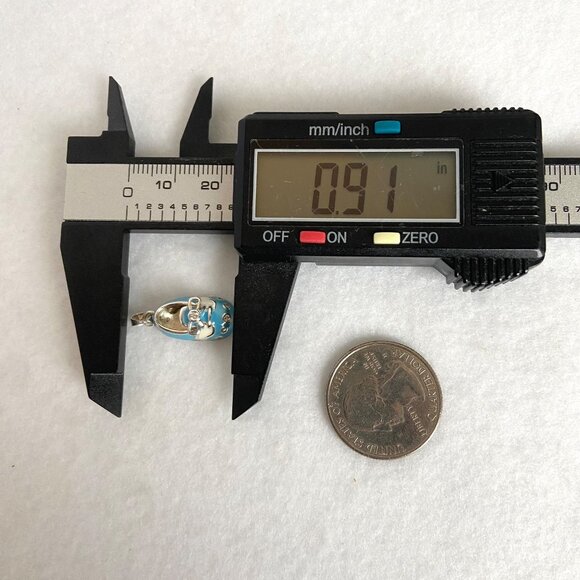 Sterling Silver 925 Blue Blank Engraveable Baby Boy Shoe Pendant Charm Baby Gift - Picture 11 of 14